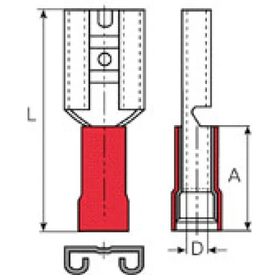 Flachsteckhülsen teilisoliert PVC - 7.7 - mit Stützhülse