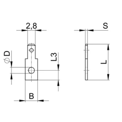 Flat tab 2.8 - screw-weldable - single flat