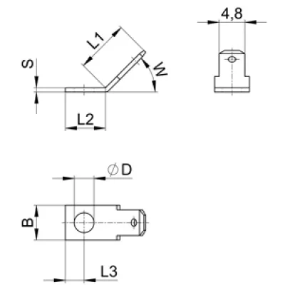 Flat tab 4.8 - screw-weldable - single angled