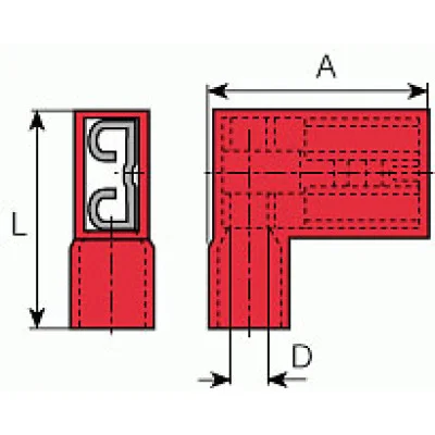 Flat receptacles fully insulated PA - 4.8 - without supporting sleeve - 90° angled