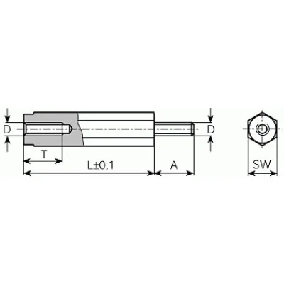 Spacer bolt PA - Internal/external thread - M3 to M4
