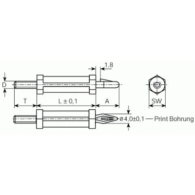 Spacer bolt PA - External thread/snap.- - Form D