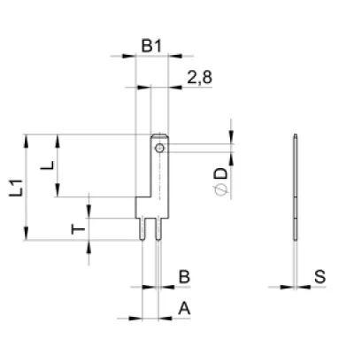 Plug-in tabs THT 2.8x0.5 - 2 Pin